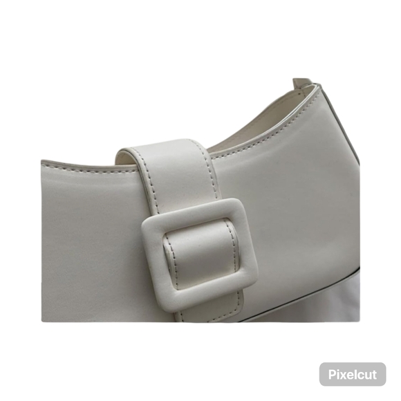 NWOT Simple White Crescent Shoulder Bag with Snap Closure - Picture 7 of 7